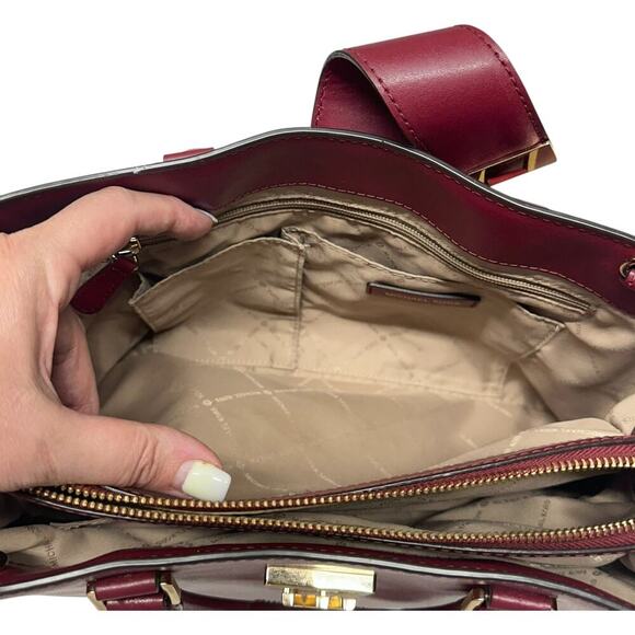 Michael Kors Mindy MD EW Satchel + Carryall Wallet in Burgundy - Picture 9 of 14